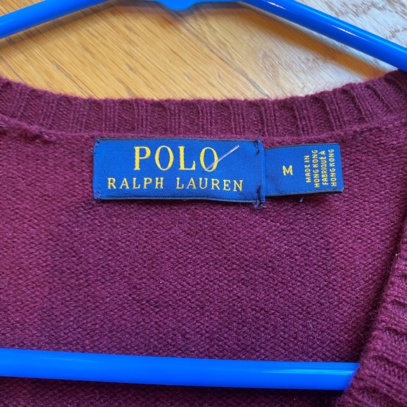 Polo Ralph Lauren mens Merino wool/ cashmere sweater. Burgundy - Picture 3 of 8